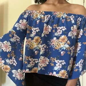 Off the shoulder floral shirt
